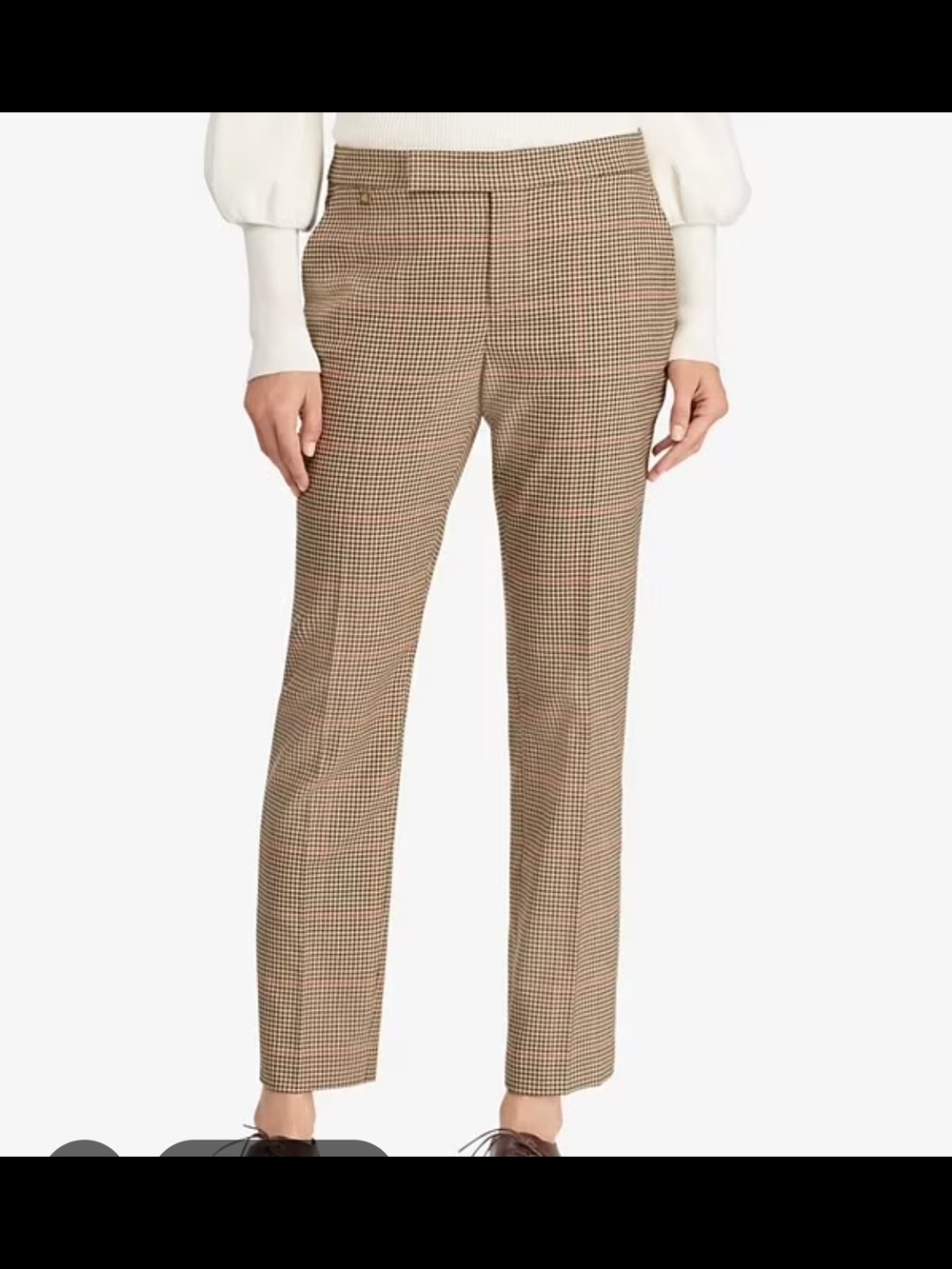 Lauren Ralph Lauren Brown Houndstooth Ankle Trousers. #3316